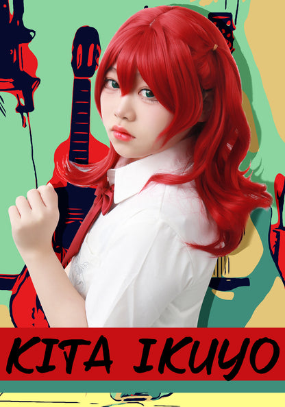 DAZCOS Bocchi the Rock Kita Ikuyo with Side Ponytail Red Cosplay Wig Red