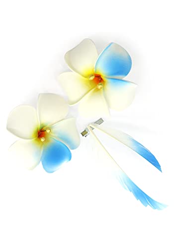 Lumine Cosplay Pince à Cheveux 2 Fleur et Plume pour Accessoire de Costume Blanc