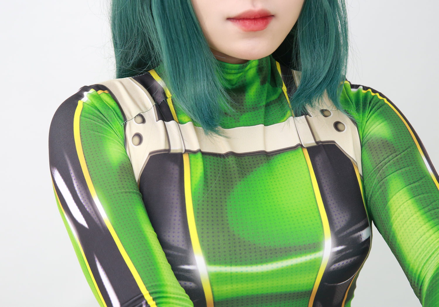 DAZCOS Womens US Size 0-18 Froppy Asui Tsuyu Cosplay Costume Anime Green Bodysuit