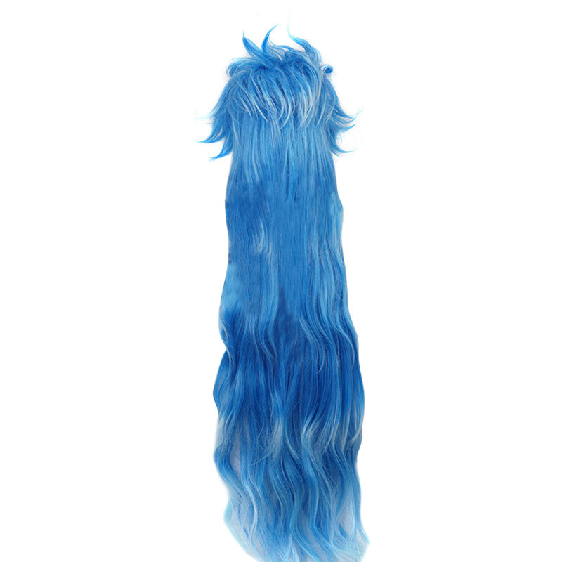 Idia Shroud Cosplay Long Wig Blue Gradient Wavy Wig Anime Halloween Costume (Blue)
