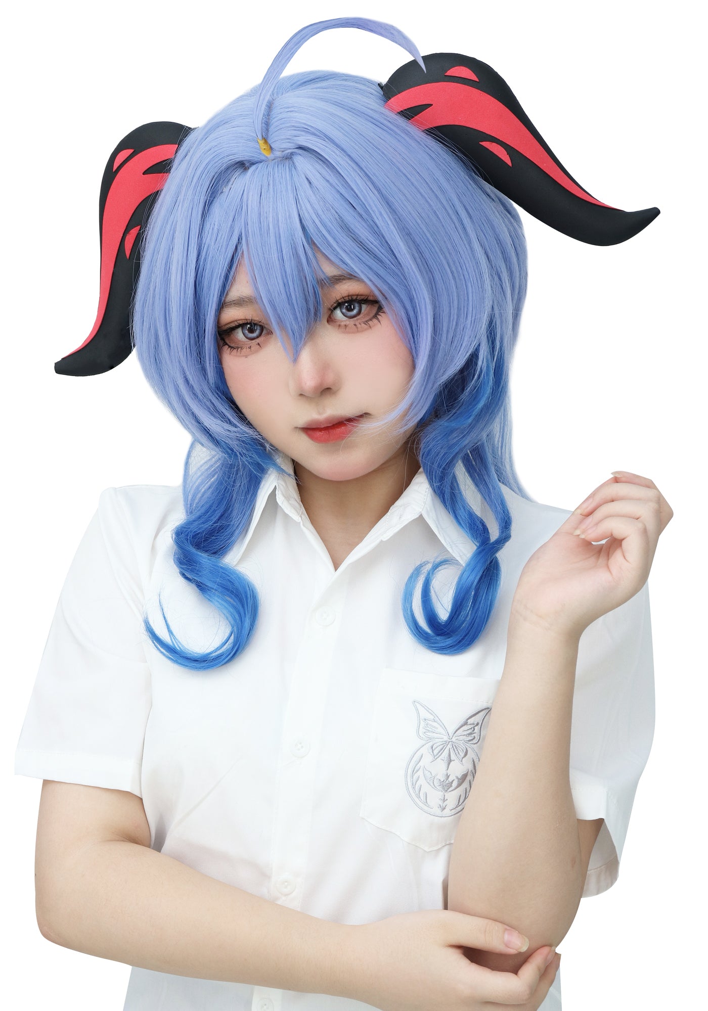 Ganyu Cosplay Wig with Cap for Costume Accessory(Blue) one size