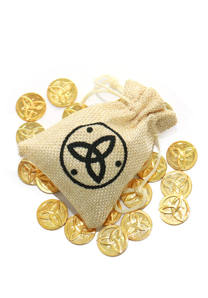 Mora Cosplay Drawstring Coin Pouch with 20 Coins