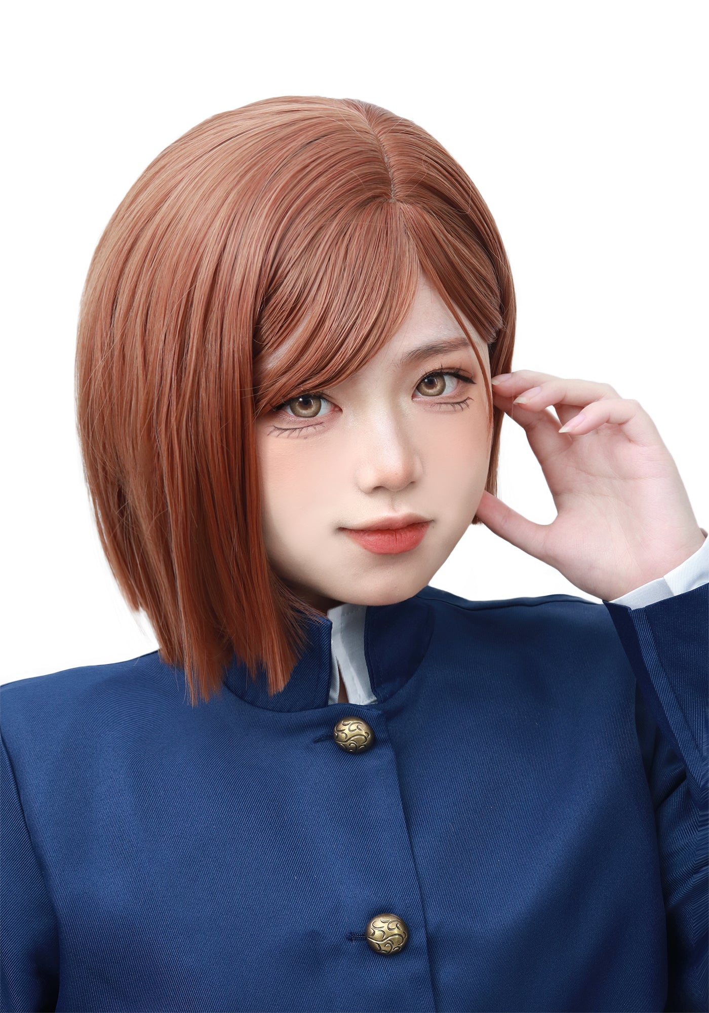 Kugisaki Nobara Cosplay Wig with Stickers for Anime Costume