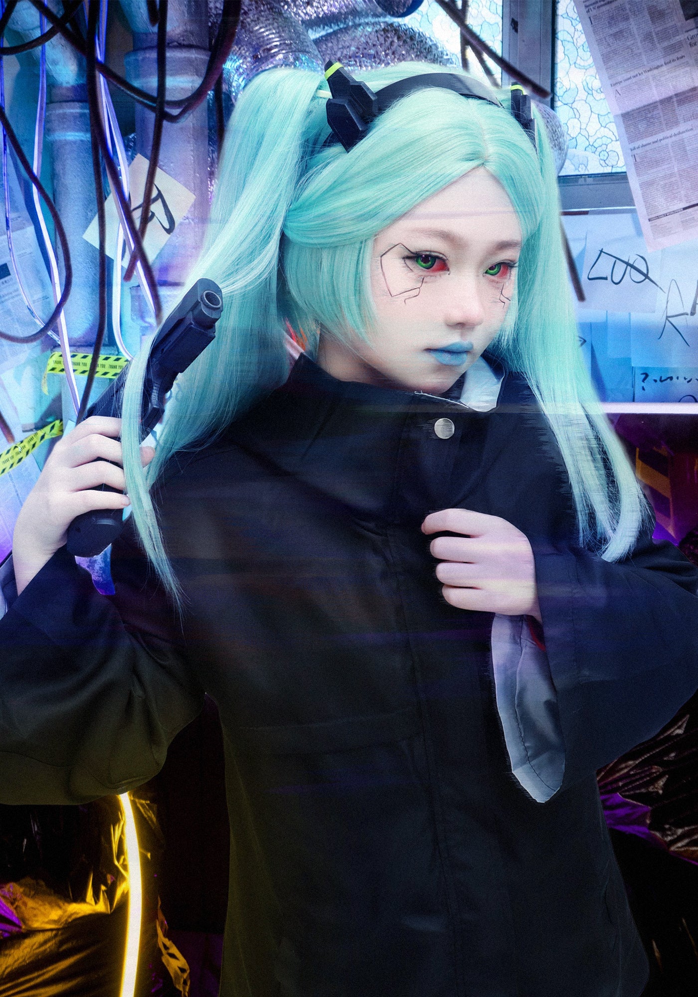 DAZCOS Rebecca Cosplay Wig for Anime Halloween Costume Green