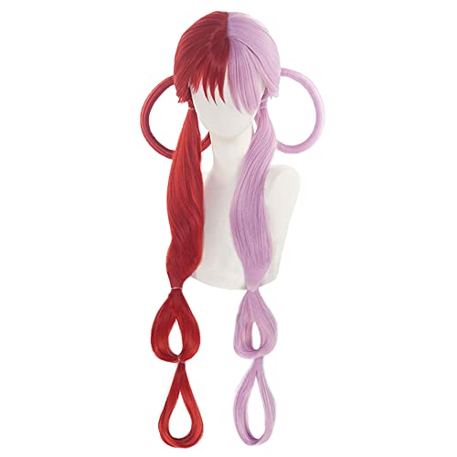 DAZCOS Uta Cosplay Wig Half Red and Purple Long Hair Women Anime for Halloween Christmas and Daily