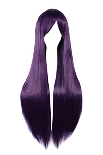 DAZCOS Sailor Mars Hino Rei Straight Purple Cosplay Wig Dark Purple