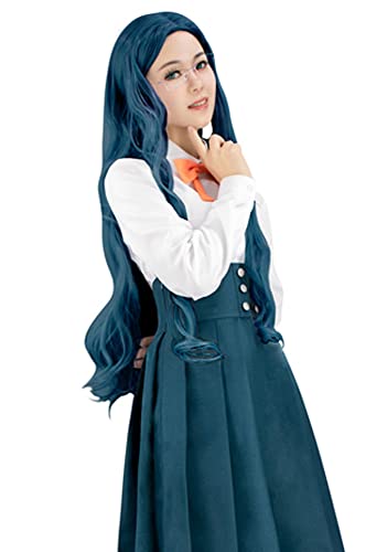 DAZCOS Femme Maizono Sayaka Cosplay Perruque Cheveux Longs Bleus pour Costume d&