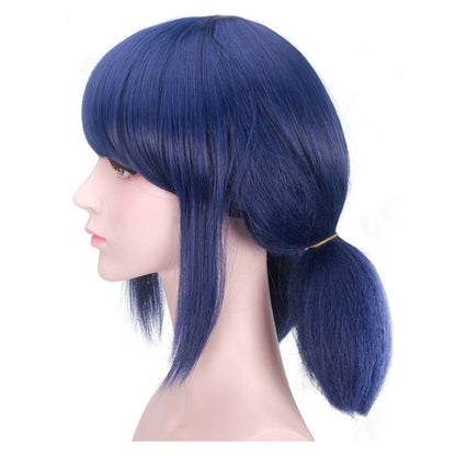 Anime Cosplay Perruque Pour Filles Femmes Cheveux Bleus Avec Corde Rouge