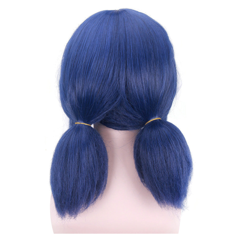 Anime Cosplay Perruque Pour Filles Femmes Cheveux Bleus Avec Corde Rouge