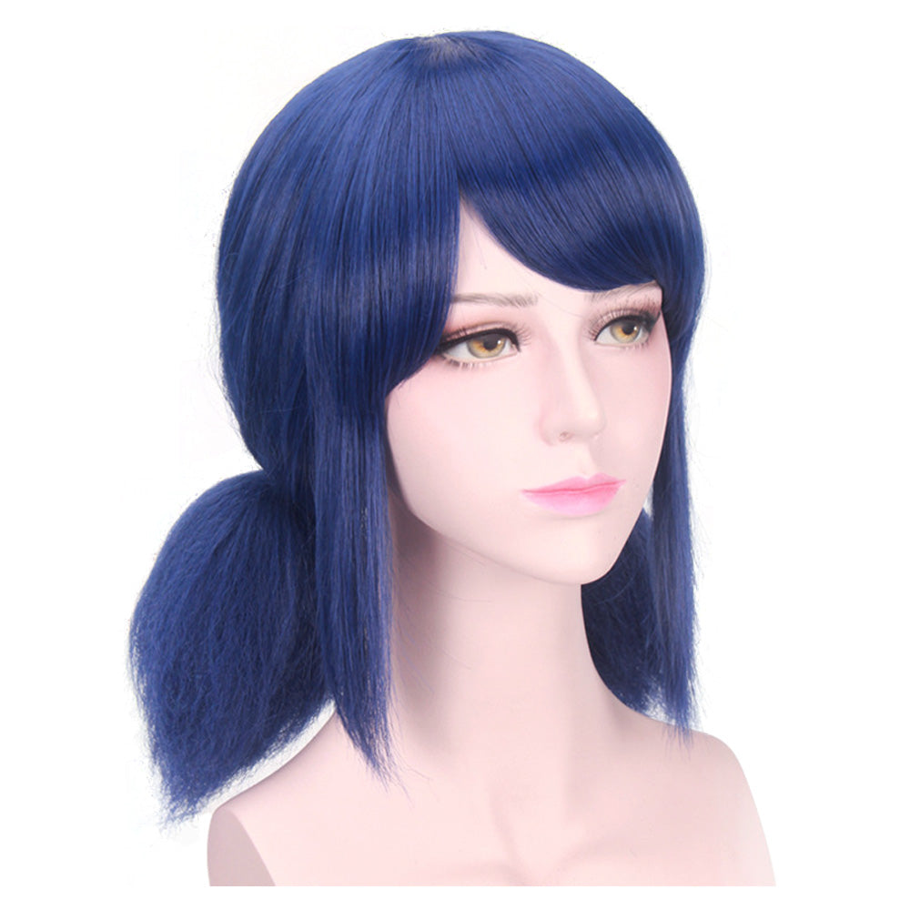 Anime Cosplay Wig For Girls Women Blue Hair With Red Rope