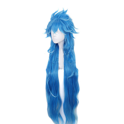 DAZCOS Twisted Wonderland Idia Shroud Cosplay Long Wig Blue Gradient Wavy Wig Anime Halloween Costume (Blue)