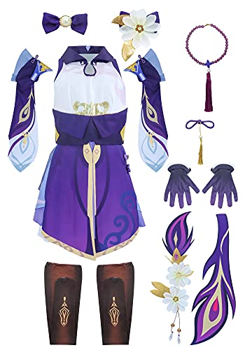 DAZCOS Women Keqing Cosplay Costume Outfits for Halloween