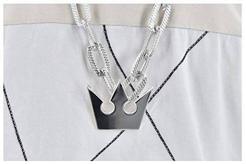 DAZCOS Sora Necklace with Thick Chain Crown Pendant for Halloween Cosplay Costume Silver