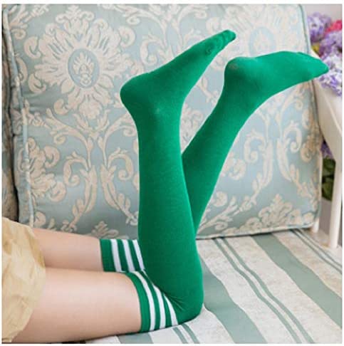 DAZCOS Classic Triple Striped Socks Thigh High One Size Stockings for Women