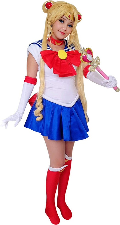 Adult US Size Bunny Tsukino Usagi Cosplay Costume Sailor Dress for Women