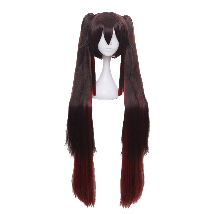 Hu Tao Cosplay perruque longue queue de cheval cheveux bruns pour circonférence de la tête adulte