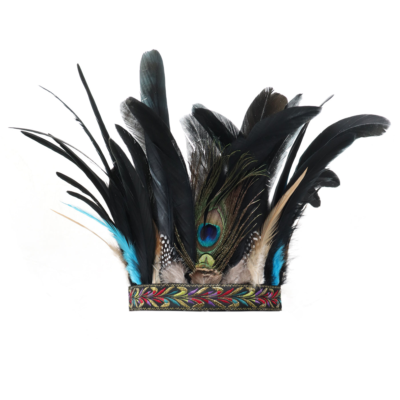 Peacock Feather Crown Carnival Headpiece Showgirl Headdress 1920s Flapper Accessories