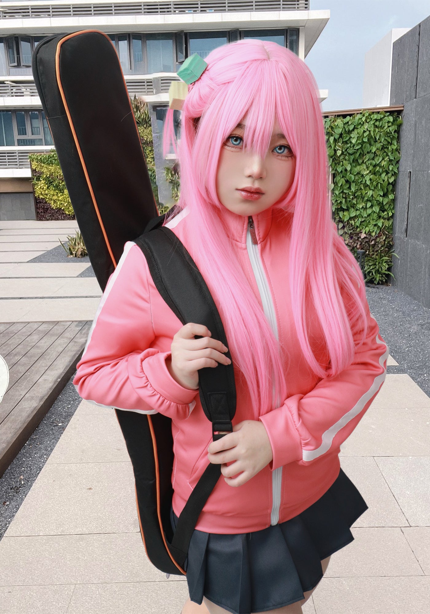 Gotou Hitori Long Straight Pink Cosplay Wig