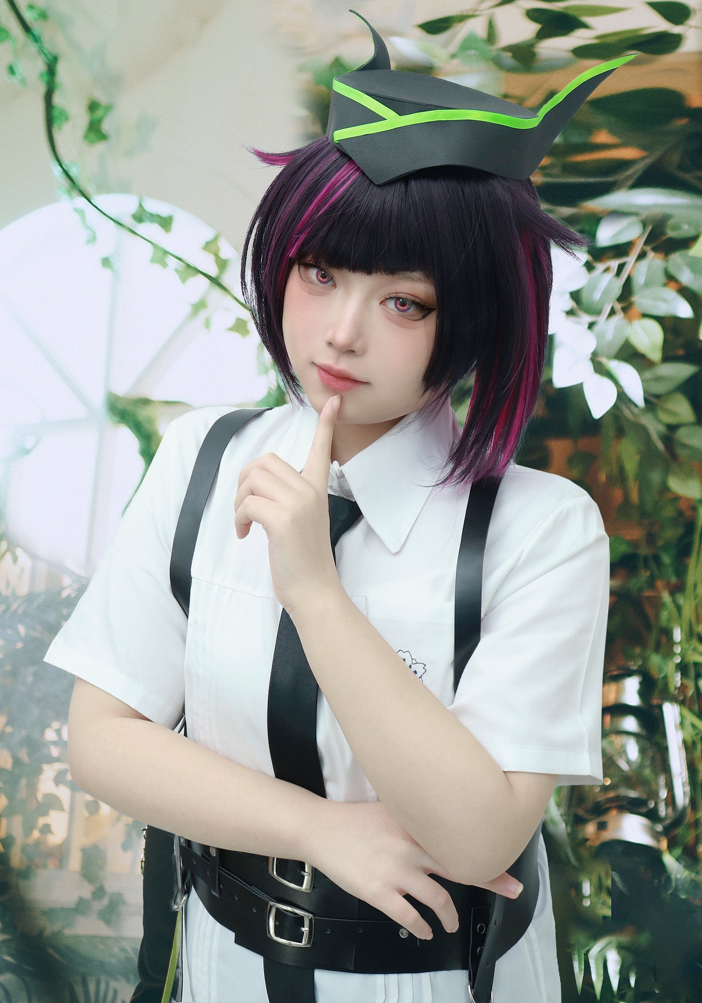 DAZCOS Lilia Vanrouge Cosplay Wig for Anime Halloween Costume (Black&amp;Pink)