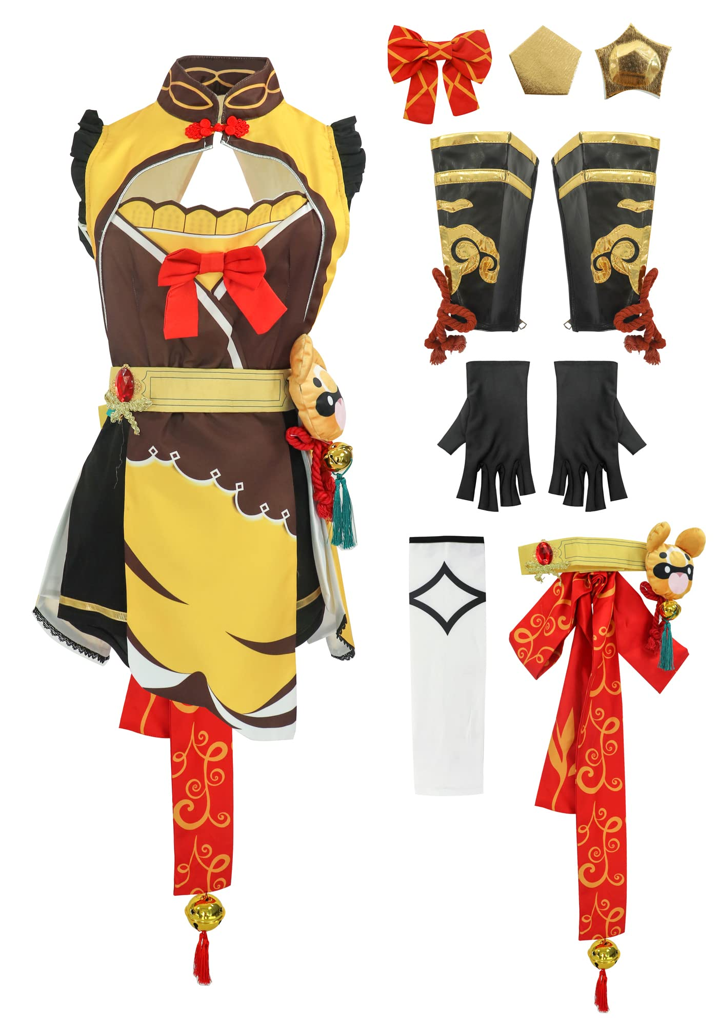DAZCOS Femmes Xiangling Cosplay Costume Costume avec Ceinture et Gants