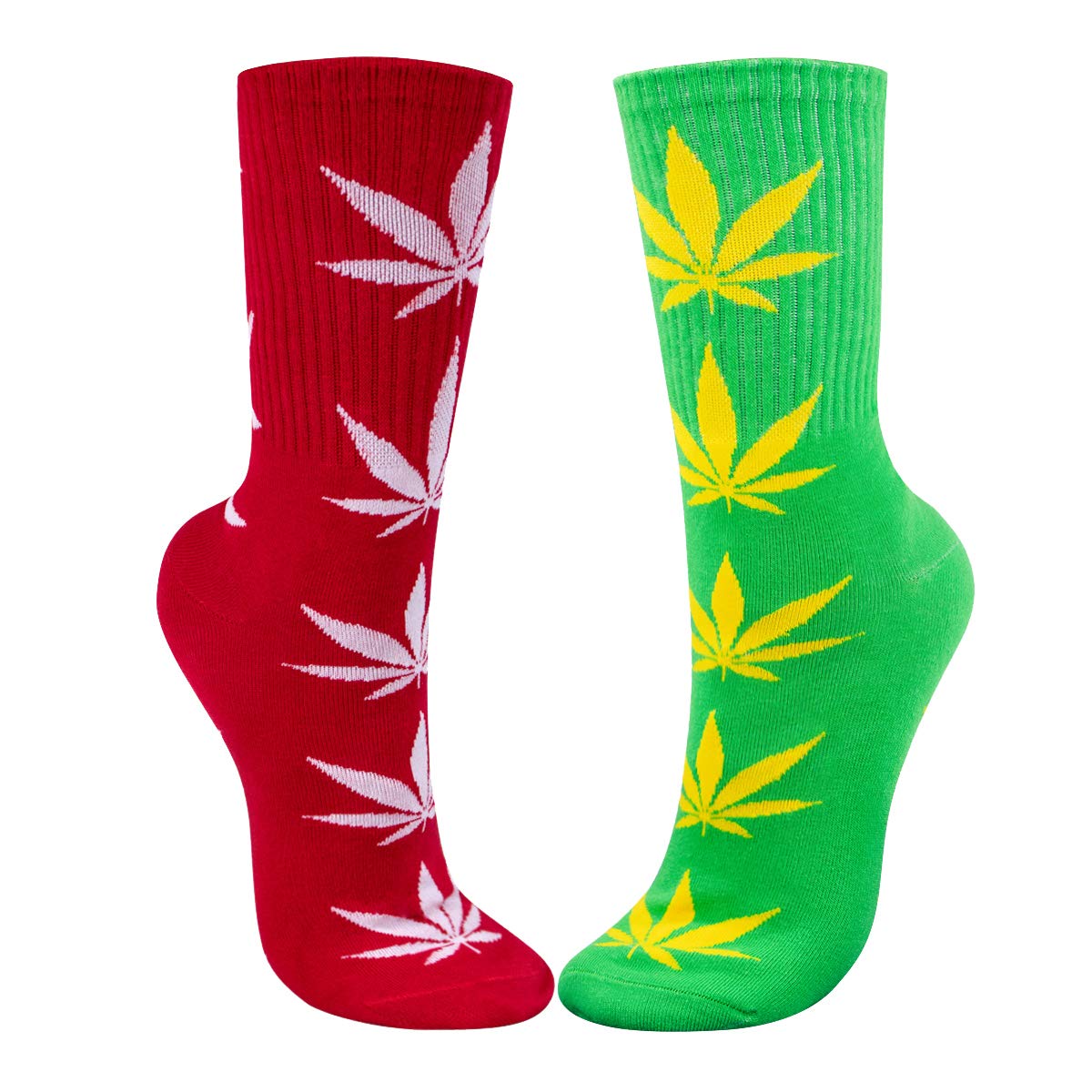 DAZCOS Unisex 2 Pairs Maple Leaf Socks Multicolor Christmas Thanksgiving Day Gift