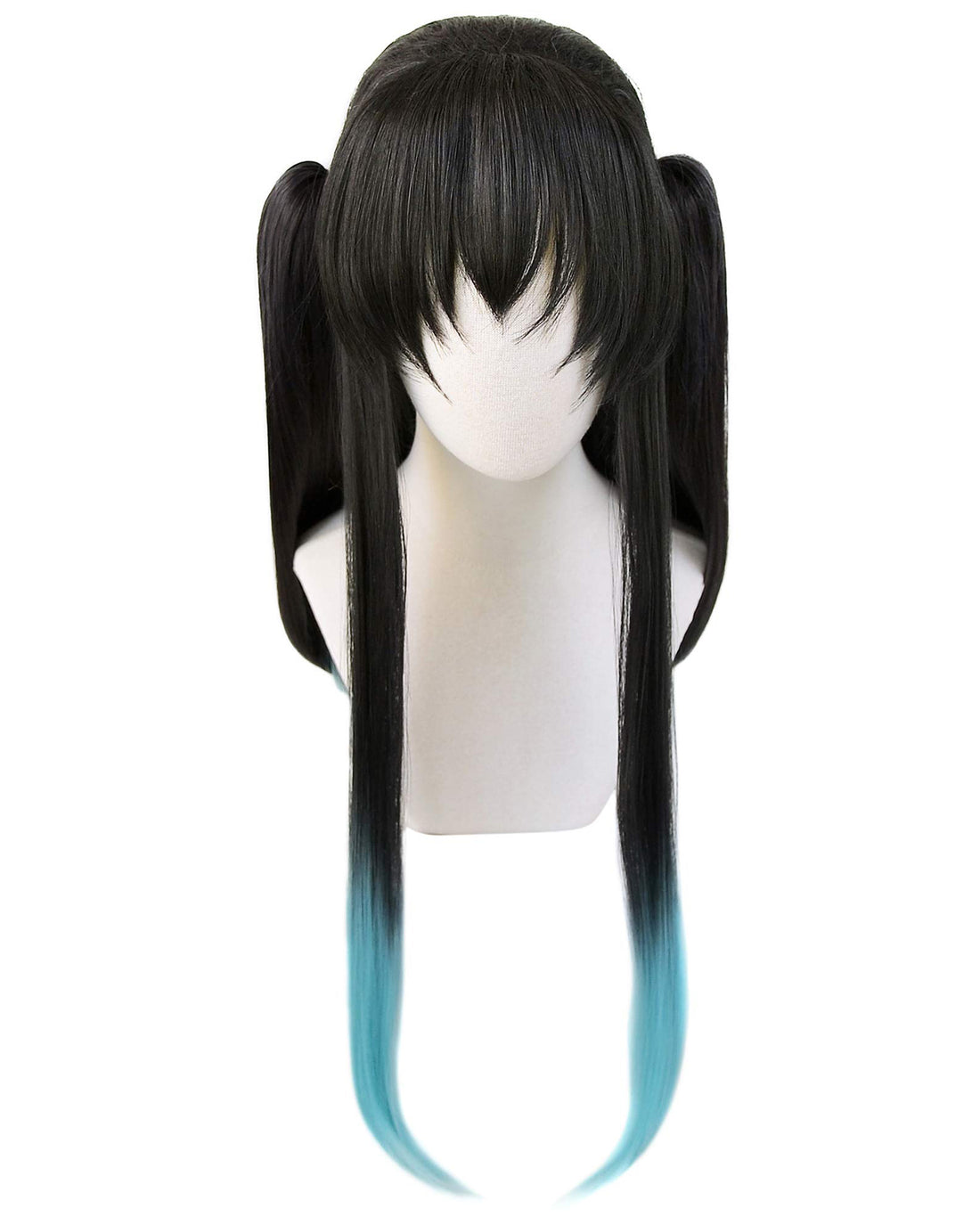 DAZCOS Tokitou Wig Unisex Anime Cosplay Long Gradient Black Blue Hair with Tail-Clips Black