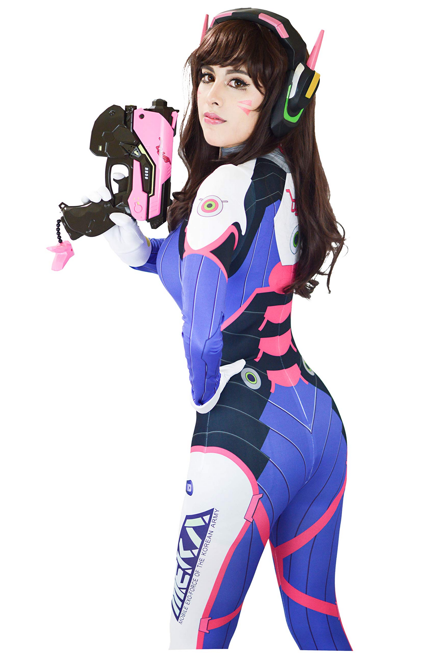 US Size DVa bodysuit Blue Cosplay Costume with Gloves and Socks