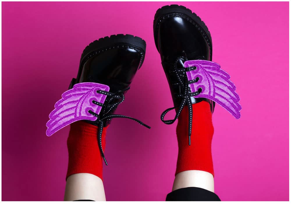DAZCOS Ailes pour Chaussures Patins Toile Décoration Mini Ange Chauve-Souris Costume Accessoires (Violet et Jaune)