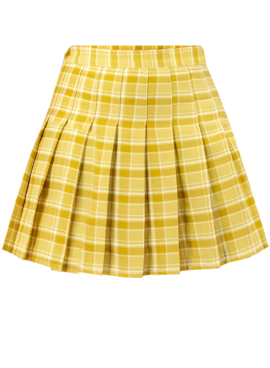 short plaid pleated skirt